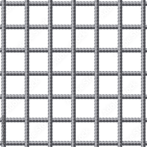 Lattice of fitting rebars. Reinforcement steel for building. Vector illustration Isolated on white background.