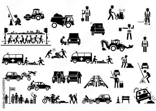 Piktogramme zum Thema Straßenverkehr