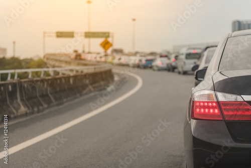 Fototapeta Naklejka Na Ścianę i Meble -  traffic jam with row of cars