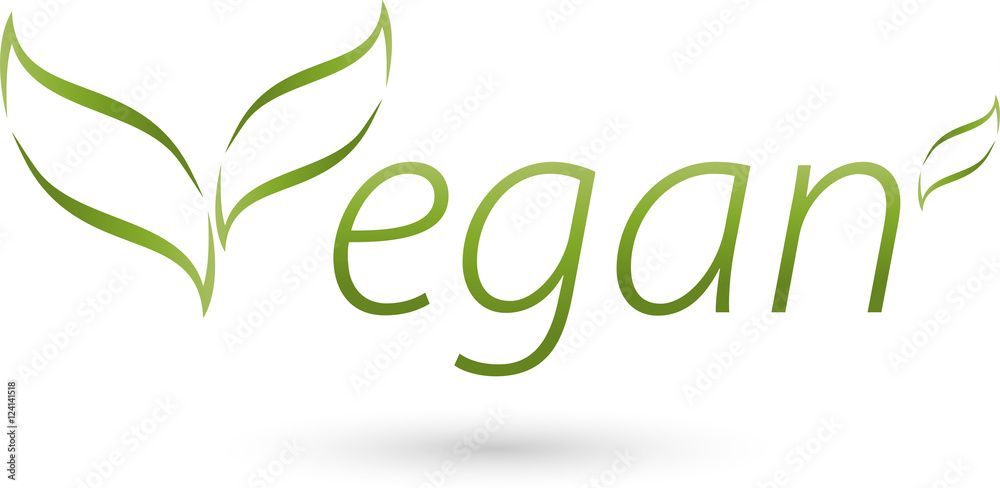 Naklejka premium Vegetarisches Symbol, Blättern, Vegan, Logo
