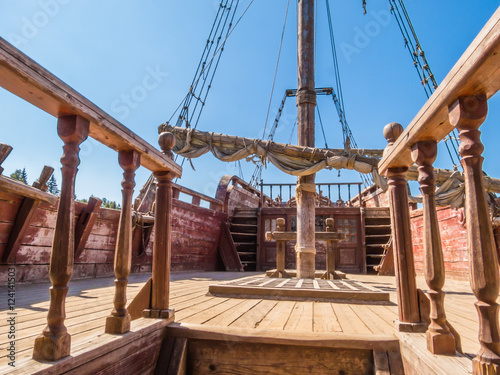 Deck of a shipwrecked forgotten sailing ship
