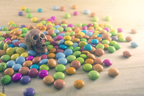 skull head and candy