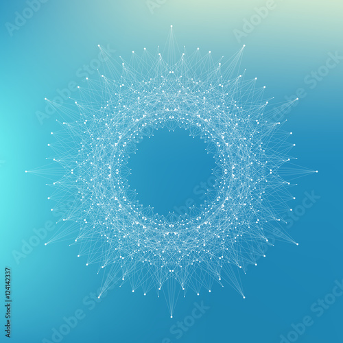 Fractal element with compounds lines and dots. Big data complex. Graphic abstract background communication. Minimal array. Digital data visualization. Vector illustration Big data.