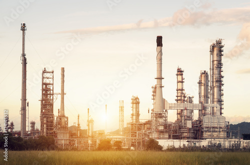 Oil Refinery factory in the morning   petrochemical plant   Petroleum...