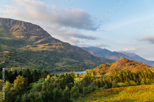 Beautiful sunset at Loch leven in Scotland, Great Brittain