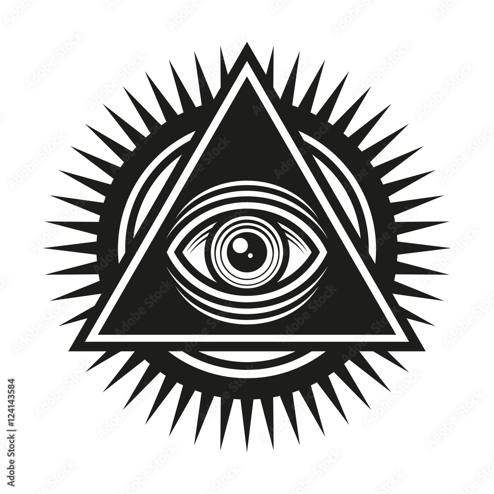 Masonic Symbol All Seeing Eye Pyramid Triangle Icon Vector