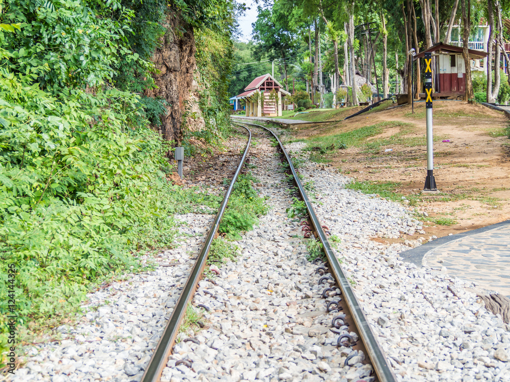 Fototapeta premium Historic railway train track in the forest