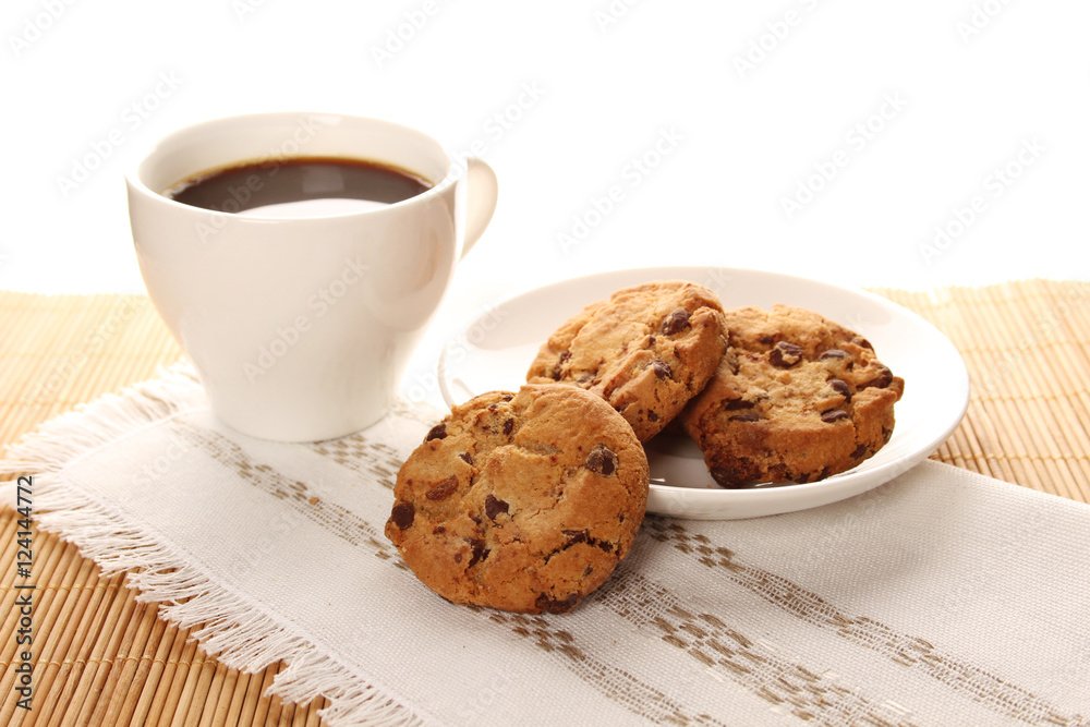 Chocolate cookies and a cup of coffee Chocolate cookies and a cup of coffee