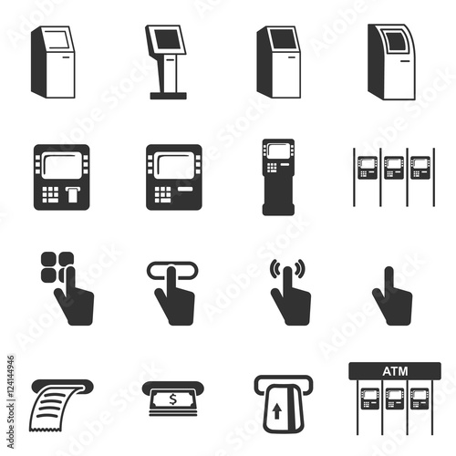 Credit card icons and  ATM machine - vector icon set