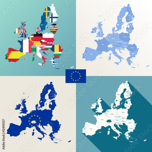 European union maps vector set