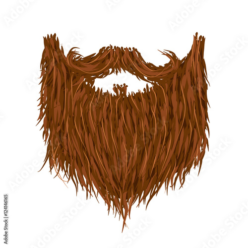 Realistic long brown beard on white