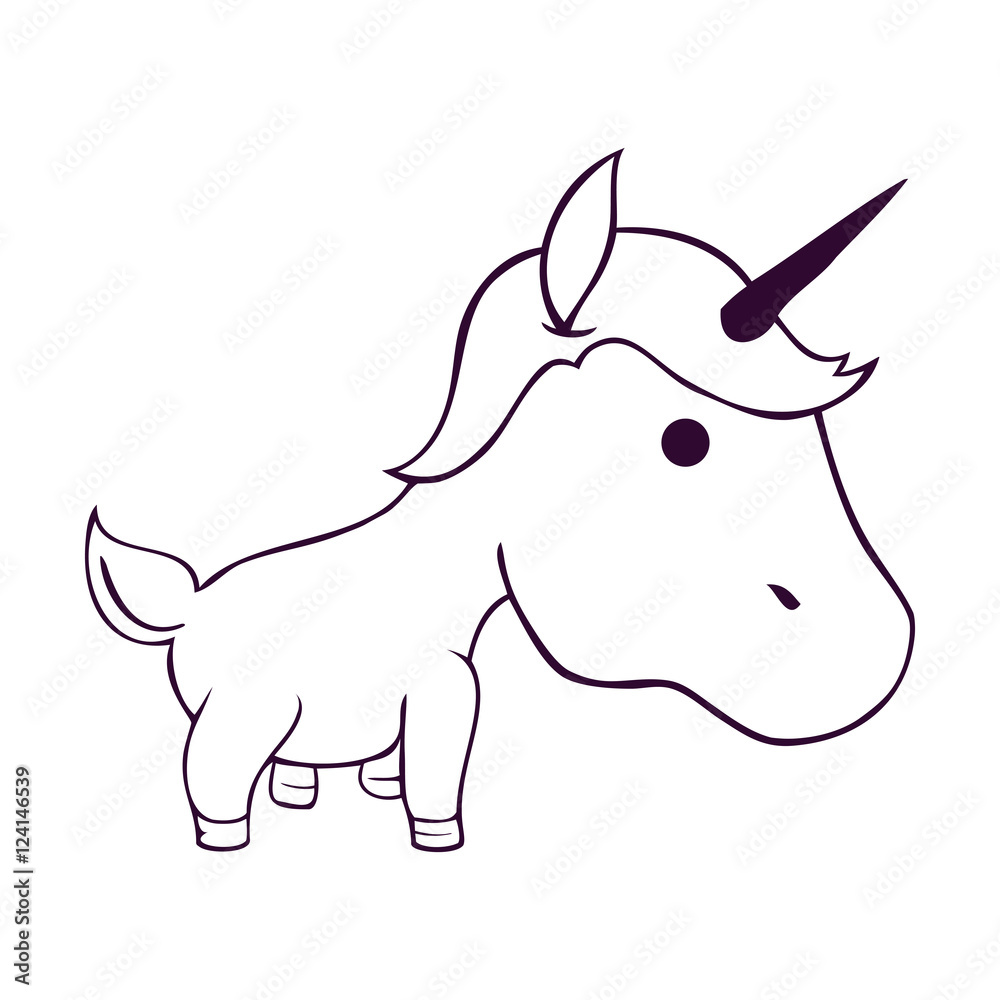 Fototapeta premium cute unicorn drawn icon vector illustration design