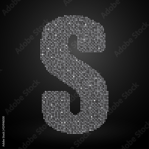 Silver sequins sings. Sequins alphabet. Eps 10. 