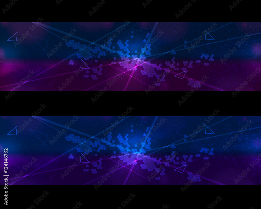 Neon laser light banner uses as technological background double