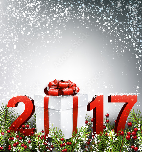 2017 New Year background with garland.