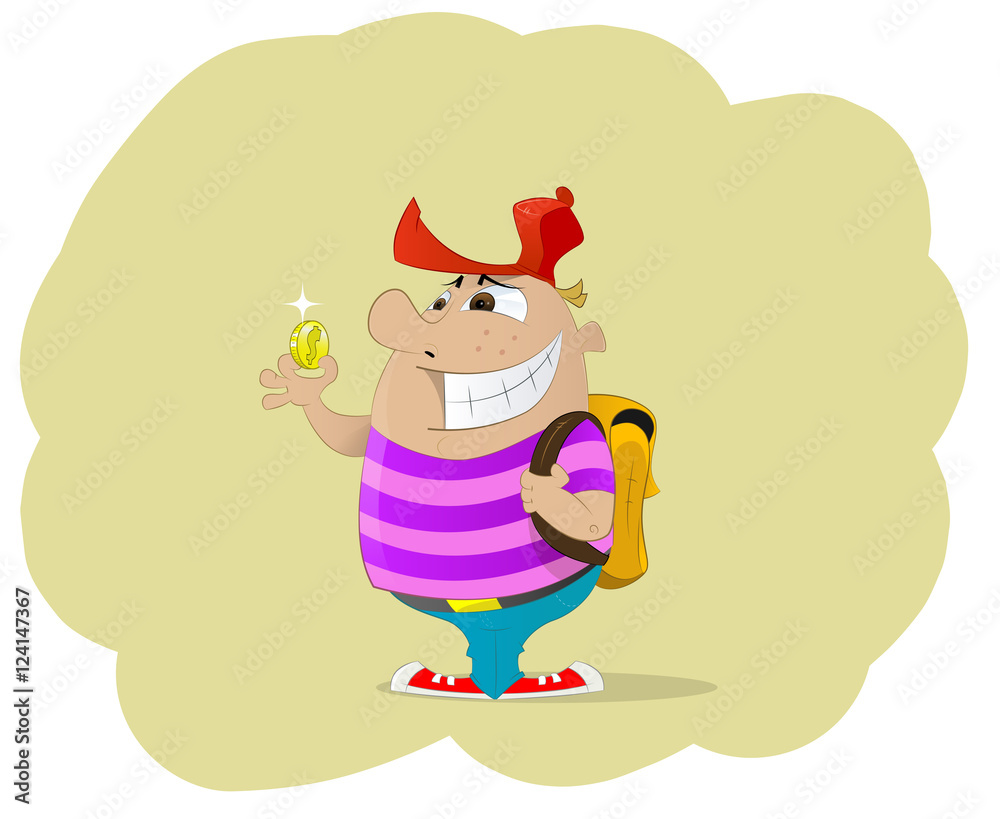 Fun cartoon holding money Fun cartoon holding money