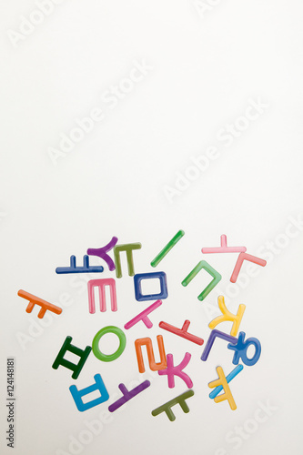 colorful letters of korea on white backgrounds