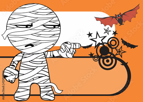 mummy kid expression cartoon halloween background in vector format