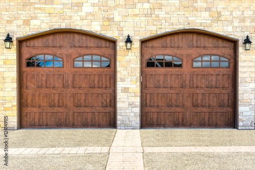 Luxury house with double garage door in Vancouver, Canada.