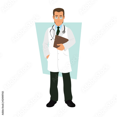 Male doctor isolated on white background.