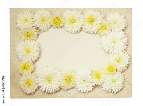 Old vintage paper frame with flowers