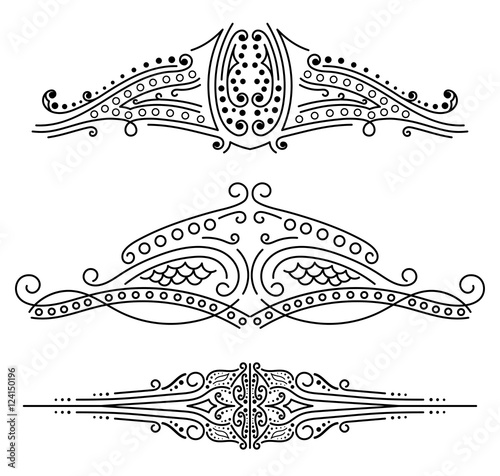 Set of vintage retro style calligraphic elements. Vector illustration
