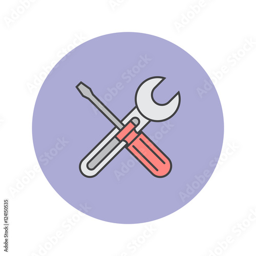 Repair thin line icon, settings filled outline vector logo illustration, wrench and screwdriver linear colorful pictogram isolated on white