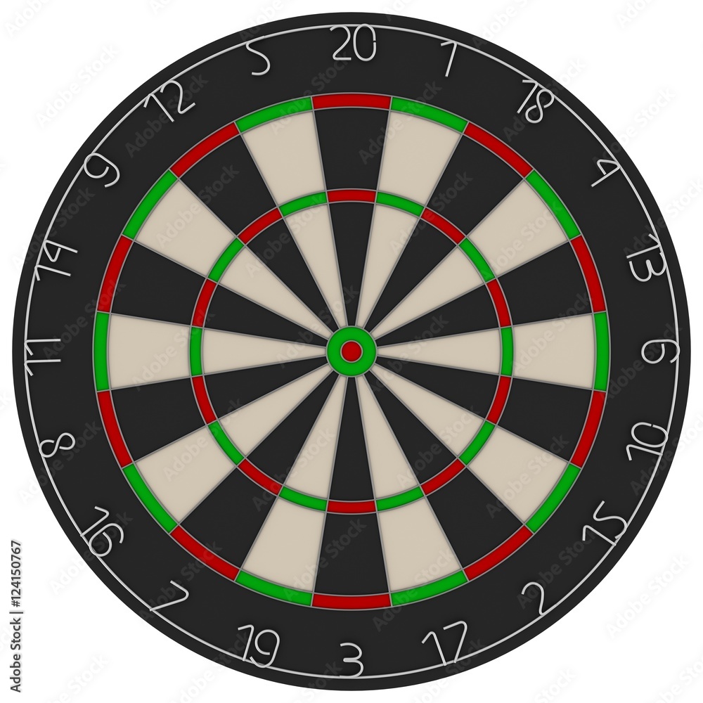 Dart Board 3D Illustration Isolated on White Background Dart Board 3D Illustration Isolated on White Background