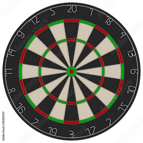 Dart Board 3D Illustration Isolated on White Background