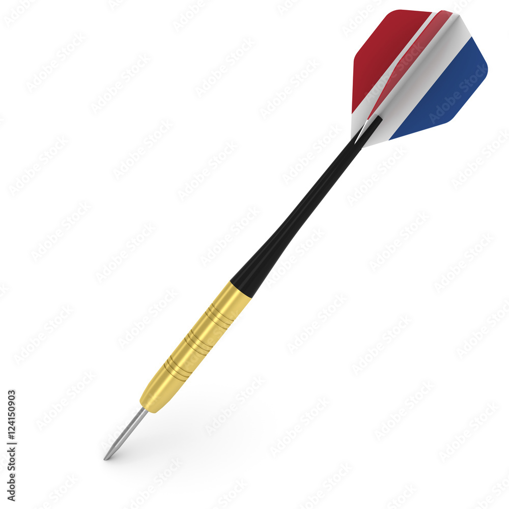 Dart with Dutch Flag Flight Isolated on White 3D Illustration Dart with Dutch Flag Flight Isolated on White 3D Illustration