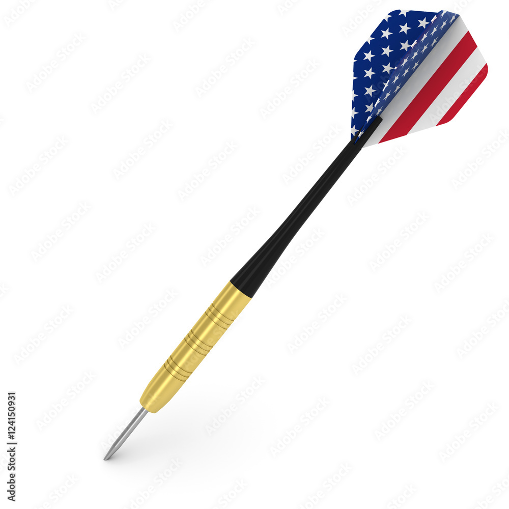 Dart with US Flag Flight Isolated on White 3D Illustration