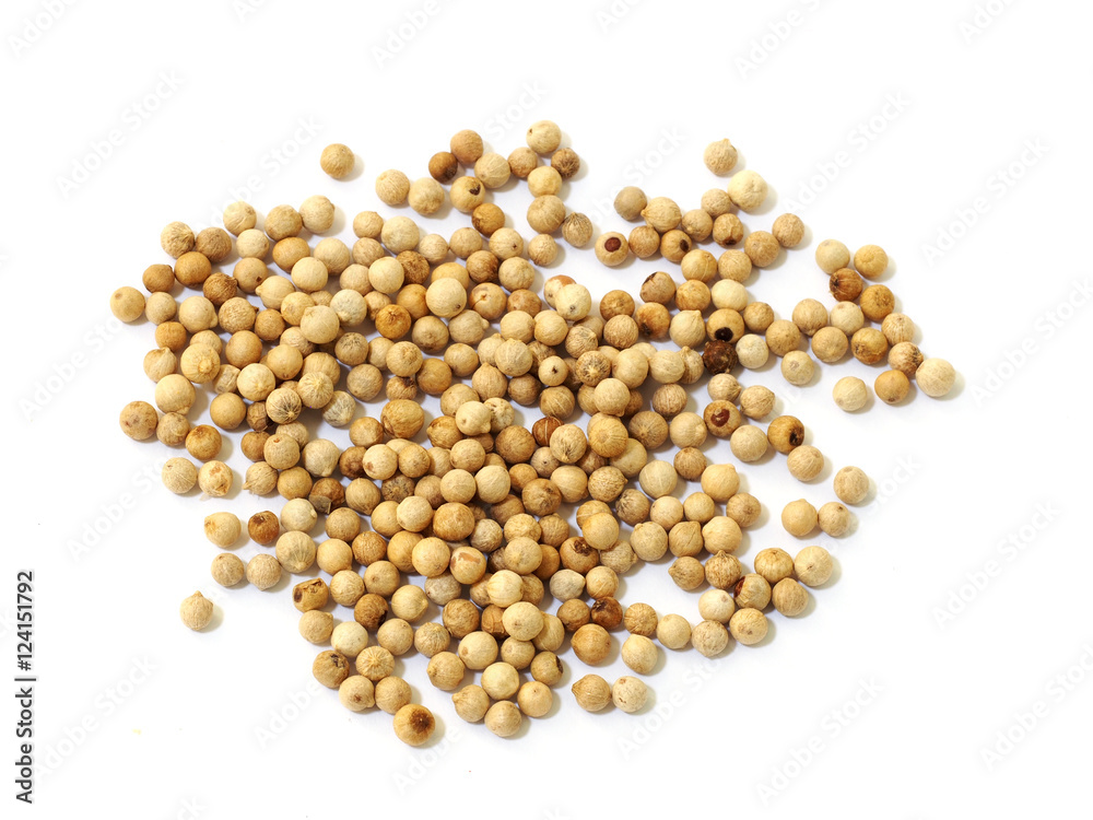 white pepper seeds isolated on white background white pepper seeds isolated on white background