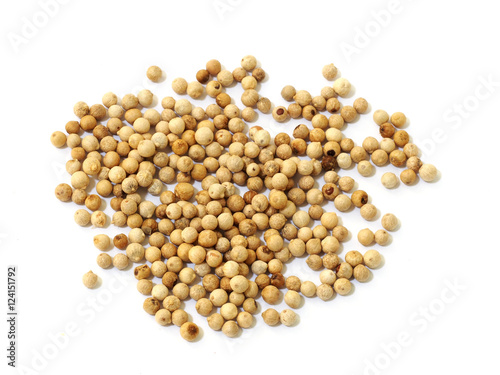 white pepper seeds isolated on white background