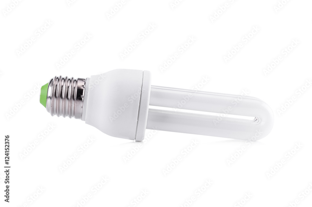 Energy Saving Lightbulb with Screw Bottom Isolated on White Back Energy Saving Lightbulb with Screw Bottom Isolated on White Back