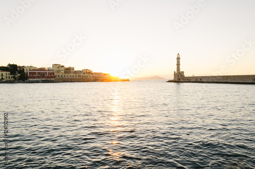 Chania old town harbour, Crete island, Greece 
