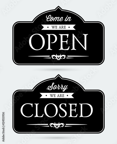 vector open and closed signs