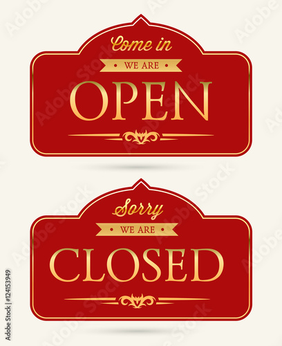 vector open and closed signs