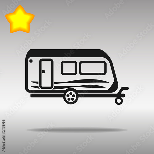 black Travel camping trailer car Icon button logo symbol concept high quality