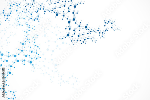 Structure molecule and communication Dna, atom, neurons. Science concept for your design. Connected lines with dots. Medical, technology, chemistry, science background. Vector illustration.