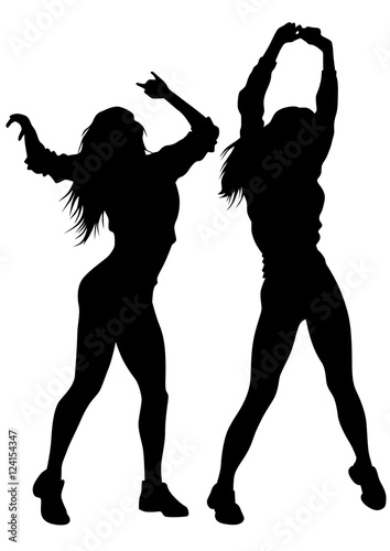 Young woman dancing on a white background