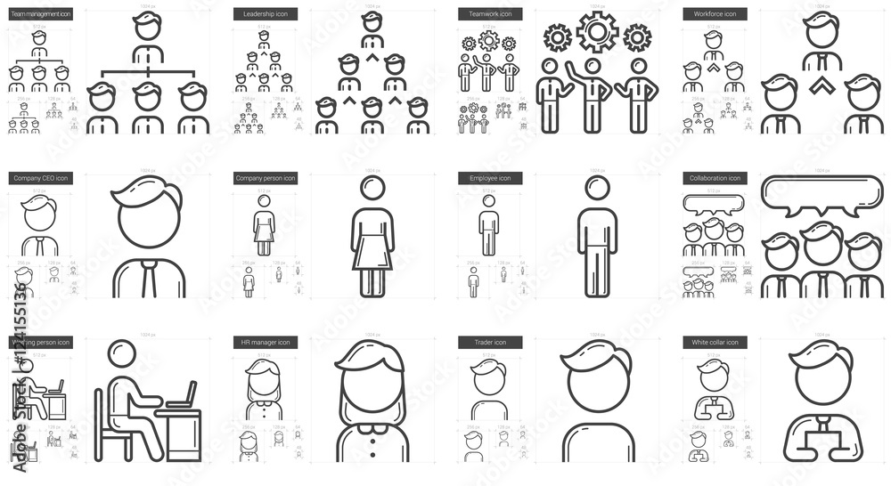 Human resources line icon set.