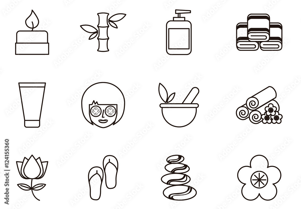 Minimalist Spa and Wellness Line Art Icons Set Stock Template | Adobe Stock
