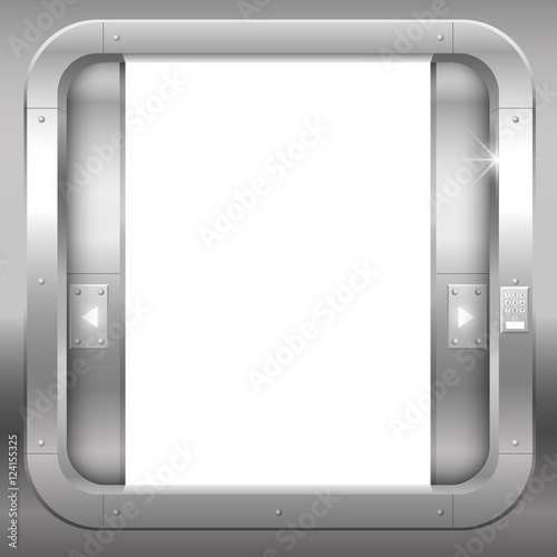 Fantastic steel double doors open portal or laboratory bank. Vector graphics