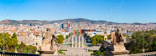 Photography Panorama of Barcelona from the mountain Montjuic