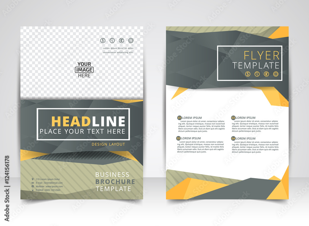 Flyer template. Business brochure. Editable A4 poster for design