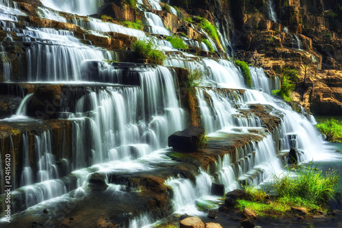 Tropical rainforest landscape with flowing Pongour waterfall. Da Lat  Vietnam
