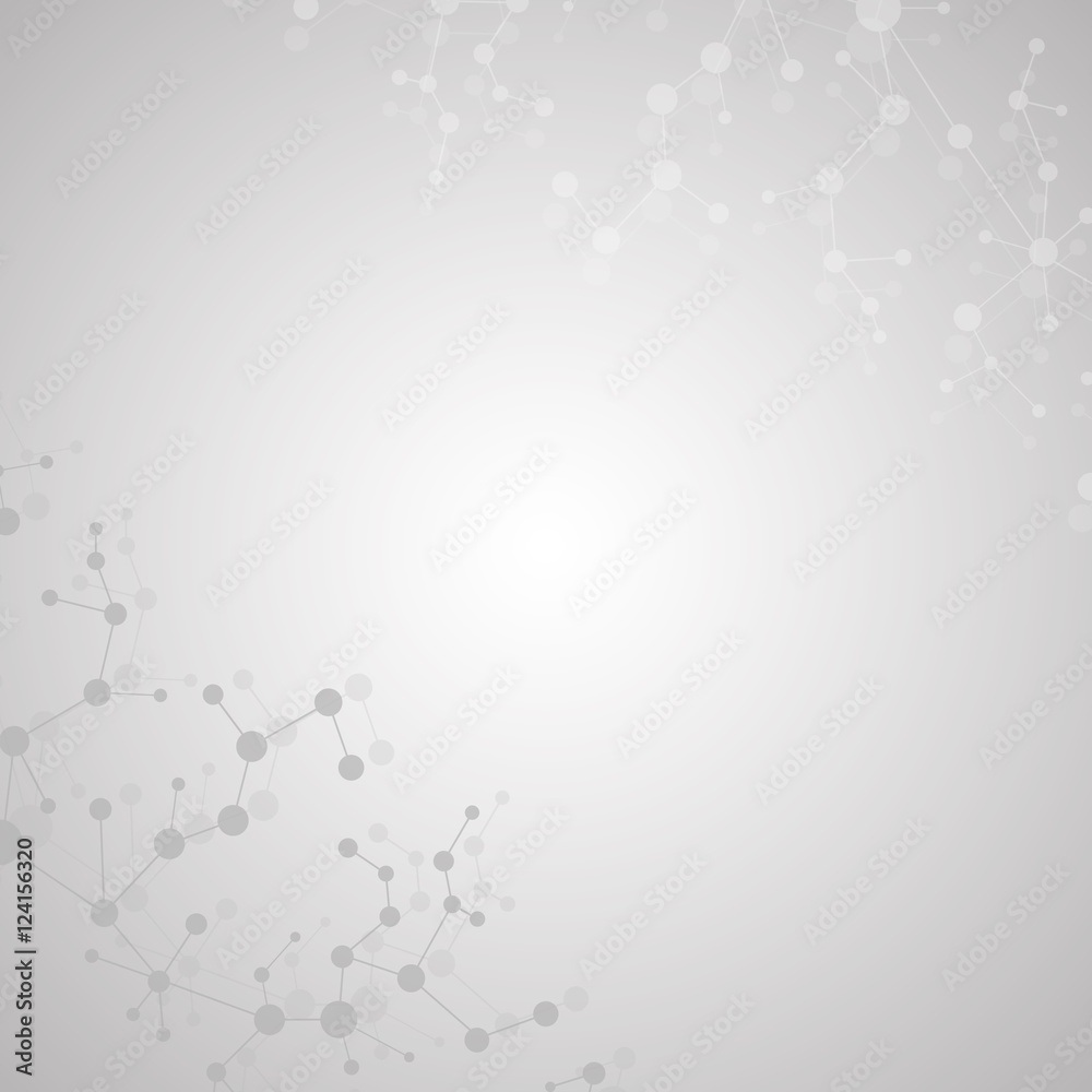 Structure molecule and communication Dna, atom, neurons. Science concept for your design. Connected lines with dots. Medical, technology, chemistry, science background. Vector illustration.