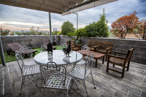 Terraza de una lujosa casa en Madrid