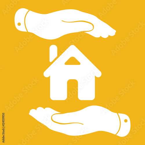 caring hands icon - protecting house vector illustration