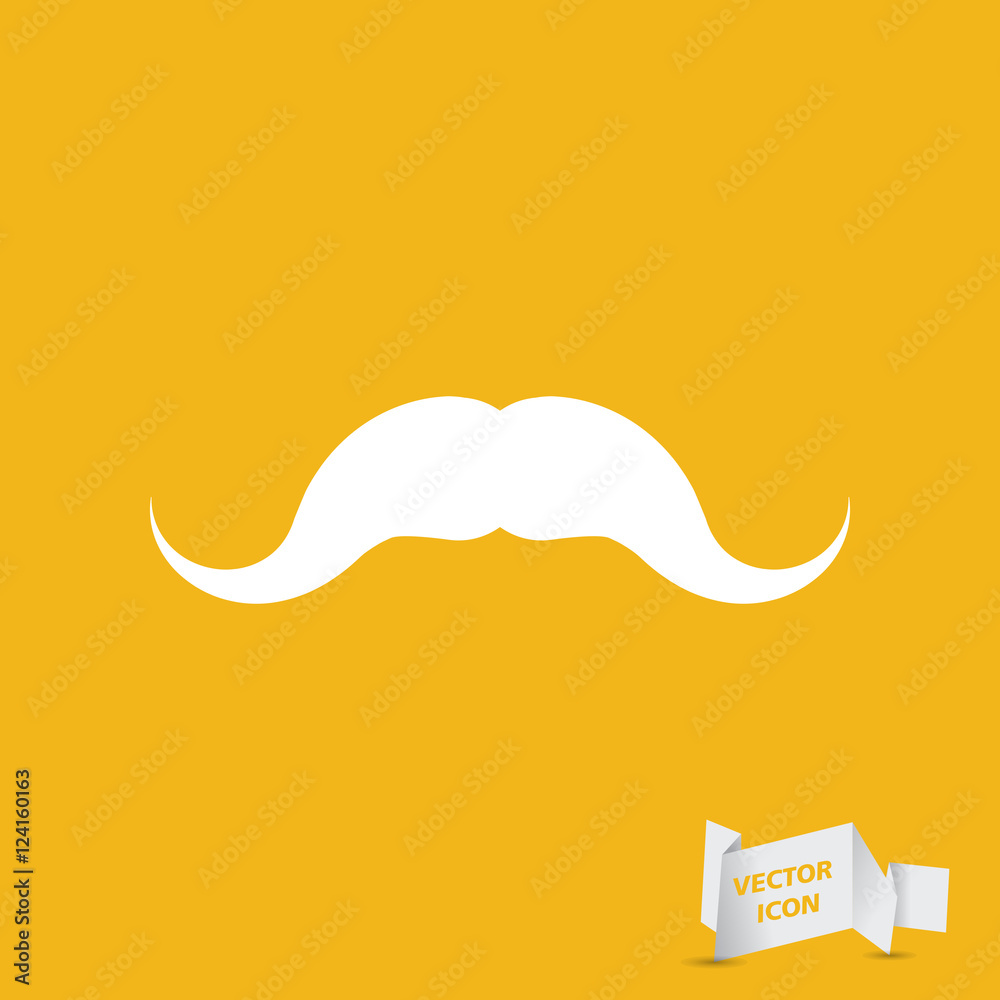 White Mustache Icon on Yellow Background - Vector illustration White Mustache Icon on Yellow Background - Vector illustration
